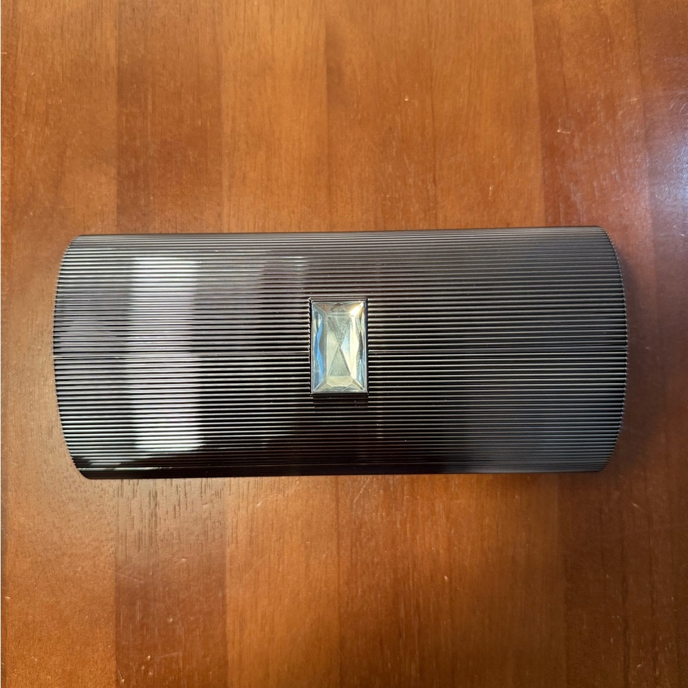 Elegant Black Clutch with Gem Accent